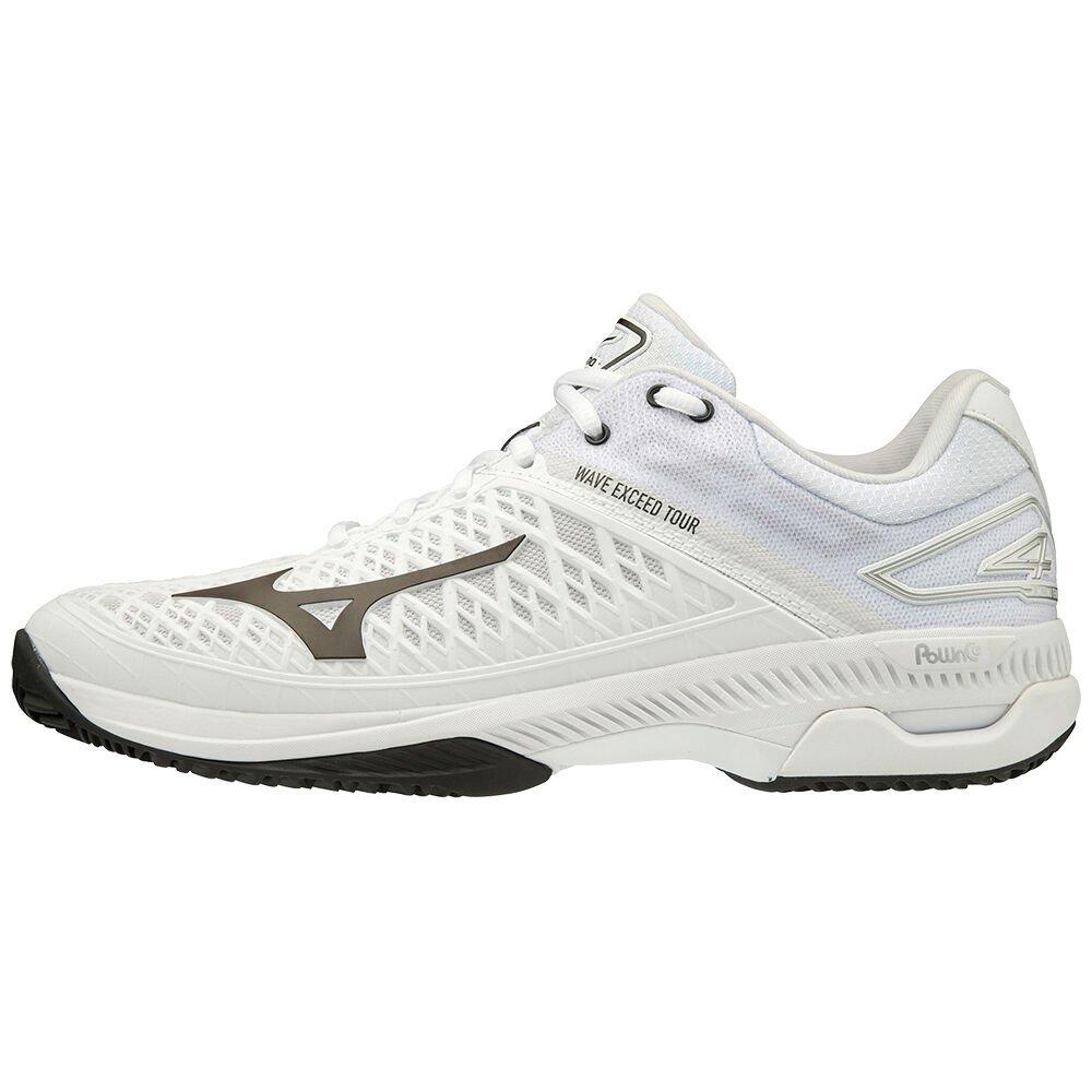 Mizuno Men's Tennis Shoes White/Black Wave Exceed Tour 4 CC Shoes - 61GC207709